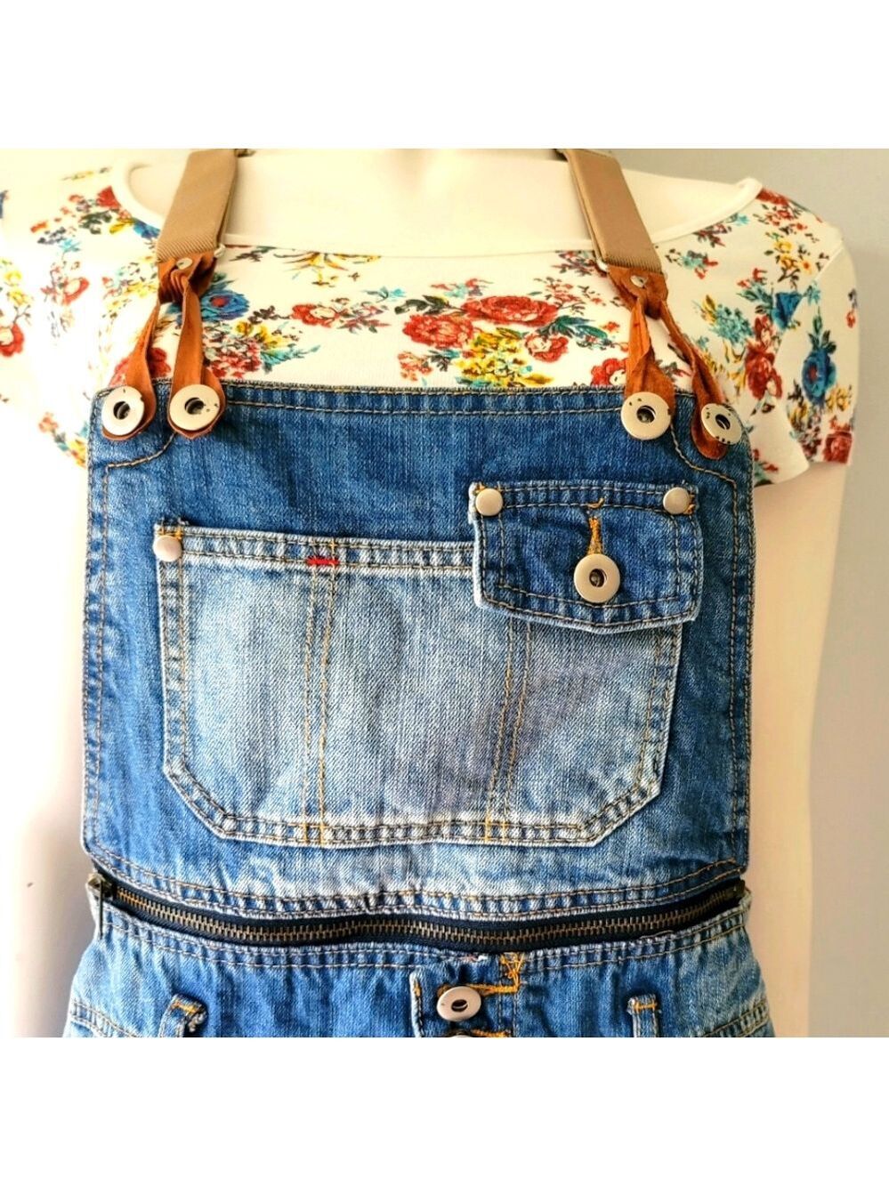 Maple Color Jeans Girls Crop Overall Size L